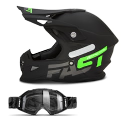 Capacete Pro Tork Cross Fast 788 Solid Verde + Óculos Blast Capacete Pro Tork Cross Fast 788 Solid Verde + Óculos Blast