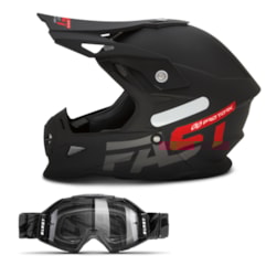 Capacete Pro Tork Cross Fast 788 Solid Vermelho + Óculos Blast Capacete Pro Tork Cross Fast 788 Solid Vermelho + Óculos Blast
