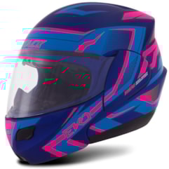 Capacete Robocop Pro Tork Attack Evo Azul/Rosa Fosco Capacete Robocop Pro Tork Attack Evo Azul/Rosa Fosco