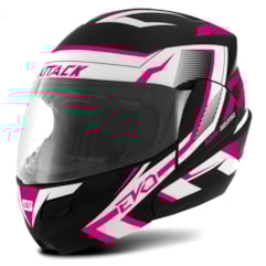 Capacete Robocop Pro Tork Attack Evo Preto/Rosa Brilhante Capacete Robocop Pro Tork Attack Evo Preto/Rosa Brilhante