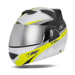 Capacete Robocop Pro Tork V-Pro Jet 2 Carbon Branco/Amarelo Viseira Cromada Capacete Robocop Pro Tork V-Pro Jet 2 Carbon Branco/Amarelo Viseira Cromada