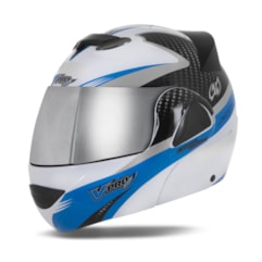Capacete Robocop Pro Tork V-Pro Jet 2 Carbon Branco Viseira Cromada Capacete Robocop Pro Tork V-Pro Jet 2 Carbon Branco Viseira Cromada