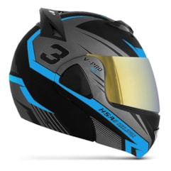 Capacete Robocop Pro Tork V-Pro Jet 3 Preto Viseira Dourada Capacete Robocop Pro Tork V-Pro Jet 3 Preto Viseira Dourada