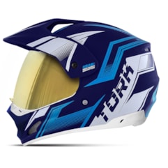Capacete TH-1 Vision New Adventure Azul VIS. DOURADA Capacete TH-1 Vision New Adventure Azul VIS. DOURADA