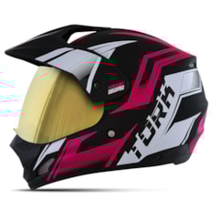 Capacete TH-1 Vision New Adventure Rosa VIS. DOURADA Capacete TH-1 Vision New Adventure Rosa VIS. DOURADA