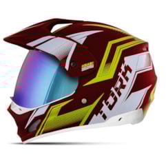 Capacete TH-1 Vision New Adventure Vermelho/Amarelo VIS. CAMALEAO Capacete TH-1 Vision New Adventure Vermelho/Amarelo VIS. CAMALEAO
