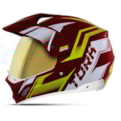 Capacete TH-1 Vision New Adventure Vermelho/Amarelo VIS. DOURADA Capacete TH-1 Vision New Adventure Vermelho/Amarelo VIS. DOURADA