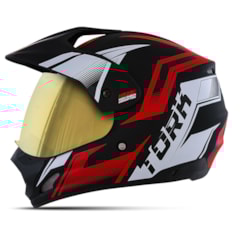 Capacete TH-1 Vision New Adventure Vermelho VIS. DOURADA Capacete TH-1 Vision New Adventure Vermelho VIS. DOURADA