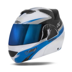 Capacete V-Pro Jet 2 Carbon Branco/Azul VIS. IRIDIUM Capacete V-Pro Jet 2 Carbon Branco/Azul VIS. IRIDIUM