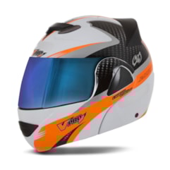 Capacete V-Pro Jet 2 Carbon Branco/Laranja VIS. CAMALEAO Capacete V-Pro Jet 2 Carbon Branco/Laranja VIS. CAMALEAO