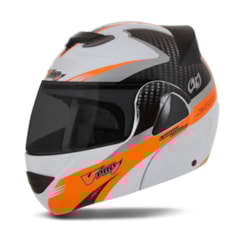 Capacete V-Pro Jet 2 Carbon Branco/Laranja VIS. FUME Capacete V-Pro Jet 2 Carbon Branco/Laranja VIS. FUME