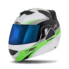 Capacete V-Pro Jet 2 Carbon Branco/Verde VIS. IRIDIUM Capacete V-Pro Jet 2 Carbon Branco/Verde VIS. IRIDIUM