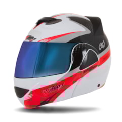 Capacete V-Pro Jet 2 Carbon Branco/Vermelho VIS. CAMALEAO Capacete V-Pro Jet 2 Carbon Branco/Vermelho VIS. CAMALEAO