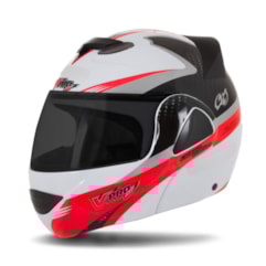 Capacete V-Pro Jet 2 Carbon Branco/Vermelho VIS. FUME Capacete V-Pro Jet 2 Carbon Branco/Vermelho VIS. FUME