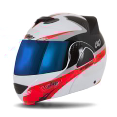 Capacete V-Pro Jet 2 Carbon Branco/Vermelho VIS. IRIDIUM Capacete V-Pro Jet 2 Carbon Branco/Vermelho VIS. IRIDIUM