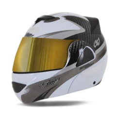 CAPACETE V-PRO JET 2 CARBON BRANCO VIS. DOURADA 62 CAPACETE V-PRO JET 2 CARBON BRANCO VIS. DOURADA 62