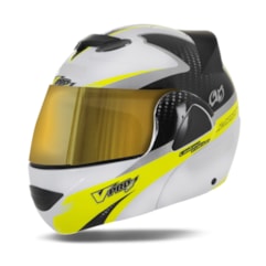 Capacete V-Pro Jet 2 Carbon Branco VIS. DOURADA Capacete V-Pro Jet 2 Carbon Branco VIS. DOURADA