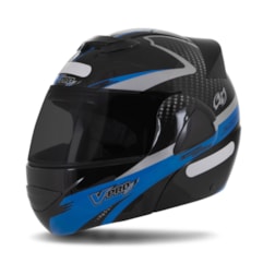 Capacete V-Pro Jet 2 Carbon Preto/Azul VIS. FUME Capacete V-Pro Jet 2 Carbon Preto/Azul VIS. FUME
