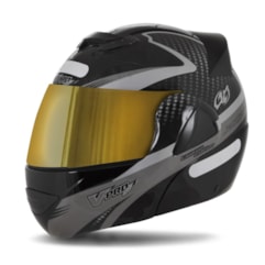 Capacete V-Pro Jet 2 Carbon Preto/Cinza VIS. DOURADA Capacete V-Pro Jet 2 Carbon Preto/Cinza VIS. DOURADA