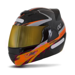Capacete V-Pro Jet 2 Carbon Preto/Laranja VIS. DOURADA Capacete V-Pro Jet 2 Carbon Preto/Laranja VIS. DOURADA