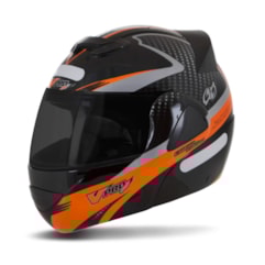 Capacete V-Pro Jet 2 Carbon Preto/Laranja VIS. FUME Capacete V-Pro Jet 2 Carbon Preto/Laranja VIS. FUME