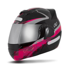 Capacete V-Pro Jet 2 Carbon Preto/Rosa VIS. CROMADA Capacete V-Pro Jet 2 Carbon Preto/Rosa VIS. CROMADA