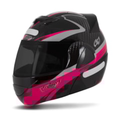 Capacete V-Pro Jet 2 Carbon Preto/Rosa VIS. FUME Capacete V-Pro Jet 2 Carbon Preto/Rosa VIS. FUME