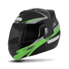 Capacete V-Pro Jet 2 Carbon Preto/Verde VIS. FUME Capacete V-Pro Jet 2 Carbon Preto/Verde VIS. FUME