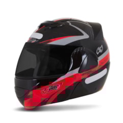 Capacete V-Pro Jet 2 Carbon Preto/Vermelho VIS. FUME Capacete V-Pro Jet 2 Carbon Preto/Vermelho VIS. FUME