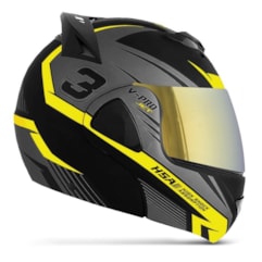 Capacete V-Pro Jet 3 Preto/Amarelo VIS. DOURADA Capacete V-Pro Jet 3 Preto/Amarelo VIS. DOURADA