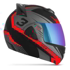 Capacete V-Pro Jet 3 Preto/Vermelho VIS. CAMALEAO Capacete V-Pro Jet 3 Preto/Vermelho VIS. CAMALEAO
