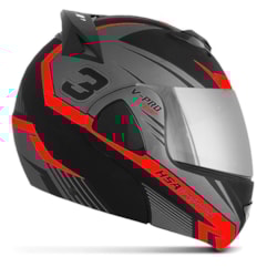 Capacete V-Pro Jet 3 Preto/Vermelho VIS. CROMADA Capacete V-Pro Jet 3 Preto/Vermelho VIS. CROMADA