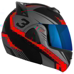 Capacete V-Pro Jet 3 Preto/Vermelho VIS. IRIDIUM Capacete V-Pro Jet 3 Preto/Vermelho VIS. IRIDIUM