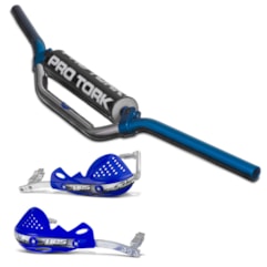 Guidão Motocross Pro Tork MX2 + Protetor de Mão HPS Azul Guidão Motocross Pro Tork MX2 + Protetor de Mão HPS Azul