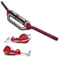 Guidão Motocross Pro Tork MX2 + Protetor de Mão HPS Vermelho Guidão Motocross Pro Tork MX2 + Protetor de Mão HPS Vermelho