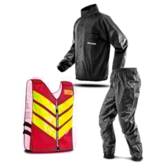 Kit Capa de Chuva + Colete Refletivo Rosa Pro Tork Kit Capa de Chuva + Colete Refletivo Rosa Pro Tork