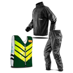 Kit Capa de Chuva + Colete Refletivo Verde Pro Tork Kit Capa de Chuva + Colete Refletivo Verde Pro Tork