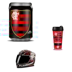 Kit Flamengo Cooler Térmico Mini Capacete e Copo Térmico Kit Flamengo Cooler Térmico Mini Capacete e Copo Térmico