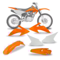 Kit Plástico Crf 230 2008/14 Laranja Tampas Brancas Kit Plástico Crf 230 2008/14 Laranja Tampas Brancas