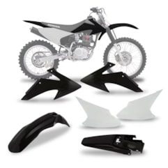 Kit Plástico Crf 230 2008/14 Preto Tampas Brancas Kit Plástico Crf 230 2008/14 Preto Tampas Brancas