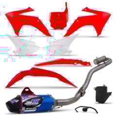 Kit Plástico Crf 230 2015 Com Number Plate Vermelho + Powercore 3 Azul Kit Plástico Crf 230 2015 Com Number Plate Vermelho + Powercore 3 Azul