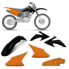 Kit Plástico Crf 230f 2008 À 2014 - 4 Itens Preto - Laranja Kit Plástico Crf 230f 2008 À 2014 - 4 Itens Preto - Laranja