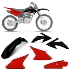 Kit Plástico Crf 230f 2008 À 2014 - 4 Itens Preto - Vermelho Kit Plástico Crf 230f 2008 À 2014 - 4 Itens Preto - Vermelho