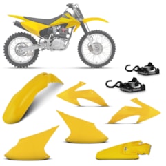 Kit Plástico Crf 230f 2008 À 2014 Amarelo + Esticador de Moto Kit Plástico Crf 230f 2008 À 2014 Amarelo + Esticador de Moto