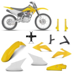 Kit Plástico Crf 230f 2008 À 2014 Branco - Amarelo + Protetores + Bloqueador Kit Plástico Crf 230f 2008 À 2014 Branco - Amarelo + Protetores + Bloqueador