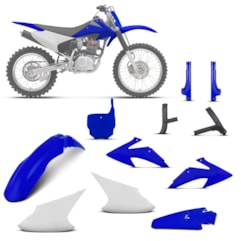 Kit Plástico Crf 230f 2008 À 2014 Branco - Azul + Protetores + Number Plate Kit Plástico Crf 230f 2008 À 2014 Branco - Azul + Protetores + Number Plate