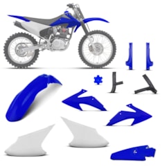 Kit Plástico Crf 230f 2008 À 2014 Branco - Azul + Protetores + Tampa do Tanque Kit Plástico Crf 230f 2008 À 2014 Branco - Azul + Protetores + Tampa do Tanque