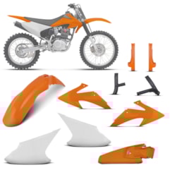 Kit Plástico Crf 230f 2008 à 2014 Branco - Laranja + Protetor de Quadro e Bengala Kit Plástico Crf 230f 2008 à 2014 Branco - Laranja + Protetor de Quadro e Bengala
