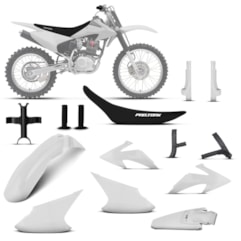 Kit Plástico Crf 230f 2008 À 2014 Branco + Protetores + Bloqueador + Capa + Manopla Kit Plástico Crf 230f 2008 À 2014 Branco + Protetores + Bloqueador + Capa + Manopla