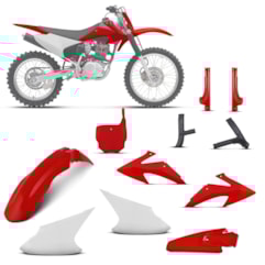 Kit Plástico Crf 230f 2008 À 2014 Branco - Vermelho + Protetores + Number Plate Kit Plástico Crf 230f 2008 À 2014 Branco - Vermelho + Protetores + Number Plate